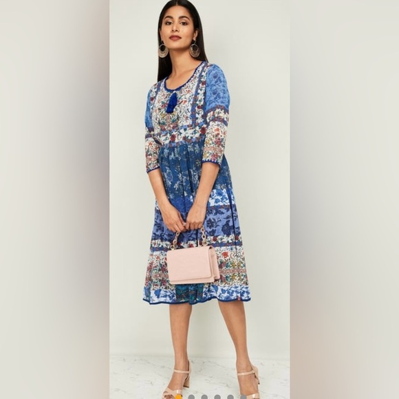 BIBA Floral Print Shift Dress Size 36 Kurta - Picture 1 of 12